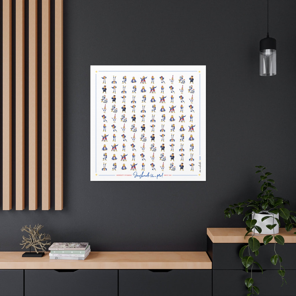 KU Kansas Jayhawks Pattern Art: KU Gift, Graduation Canvas