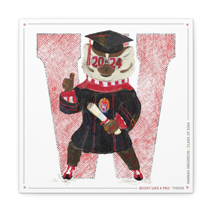 UW Personalized Bucky Badger Graduation Art: Wisconsin Canvas Print