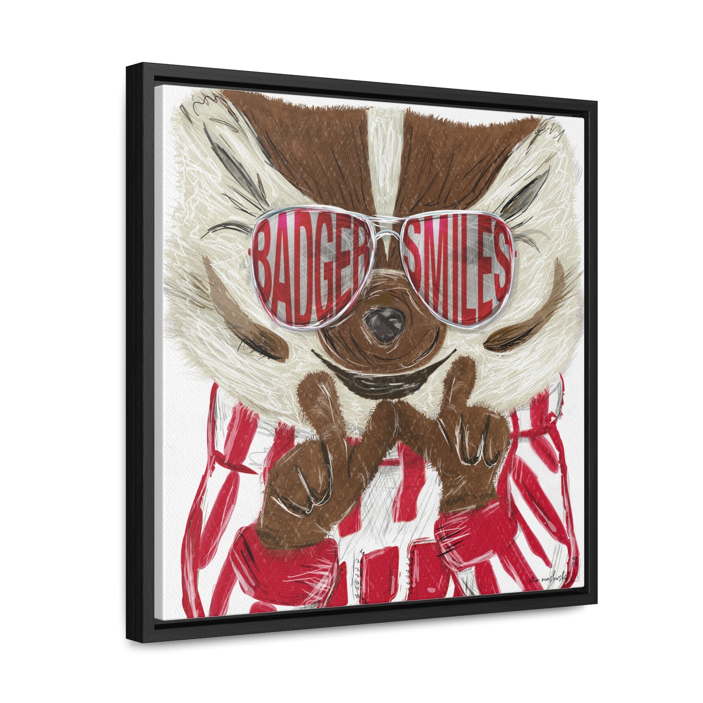 Badger Smiles - CUSTOM - Black Framed Canvas & Canvas No Frame