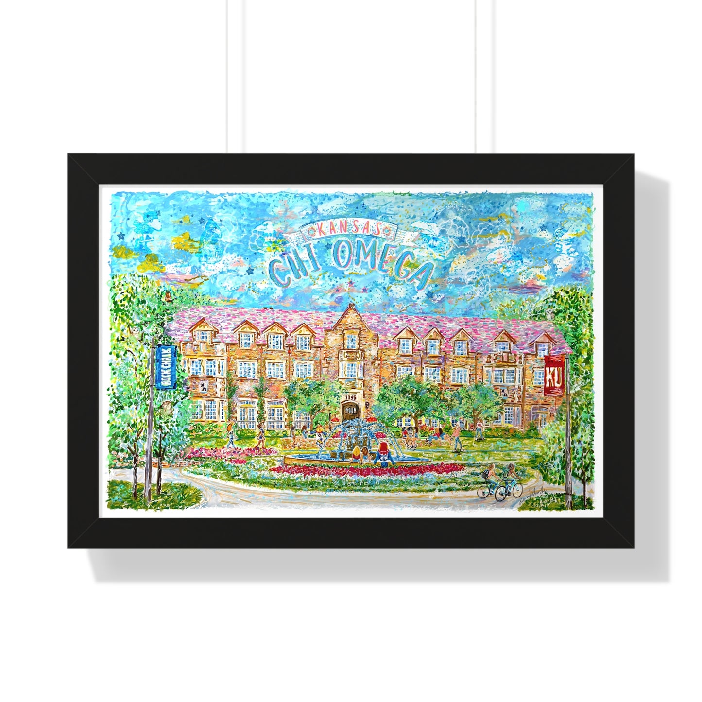 Kansas Chi Omega Framed Art | Lambda Chapter of Chi Omega | KU | Pledge Gift | Graduation Gift | Personalized | Framed Horizontal Poster