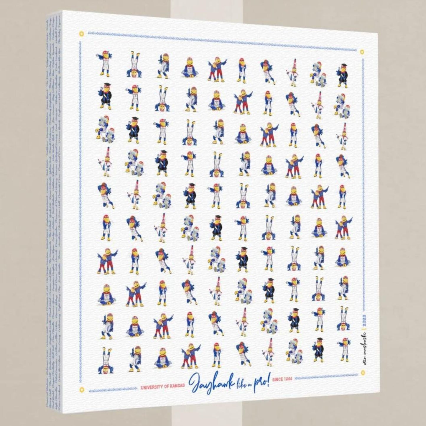 The image is a collage of various cartoon-style illustrations of people in different poses and outfits, arranged in a grid-like pattern.