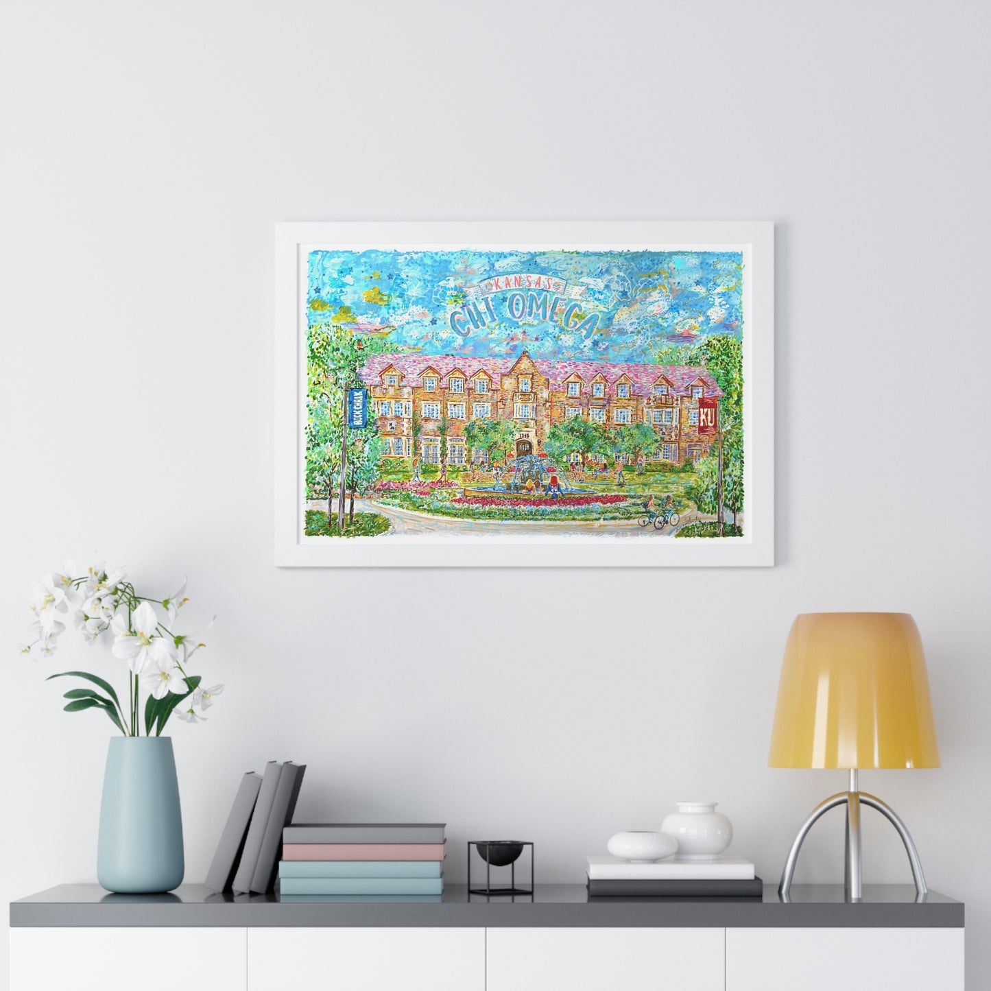 Kansas Chi Omega Framed Art | Lambda Chapter of Chi Omega | KU | Pledge Gift | Graduation Gift | Personalized | Framed Horizontal Poster