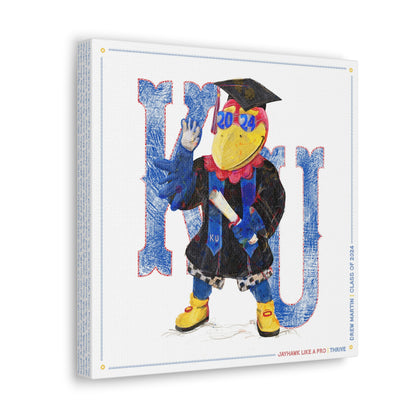 KU Personalized Jayhawk Wall Art: Graduation Canvas Print
