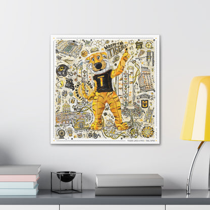 MU Mizzou Truman Tiger Tail Spin Line Art: University of Missouri Canvas Print