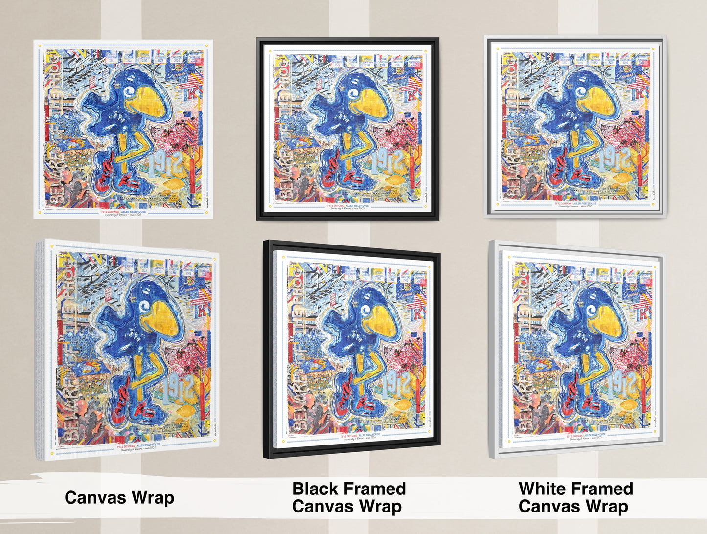 KU 1912 Jayhawk Art: Kansas University Allen Fieldhouse Canvas Print