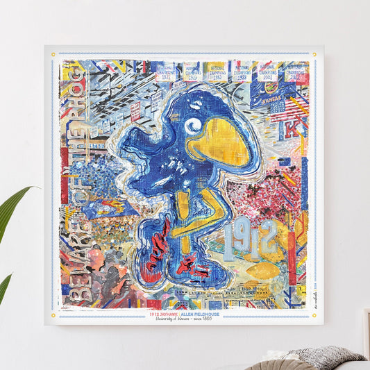 1912 Jayhawk | Allen Fieldhouse | Kansas Art | University of Kansas Artwork | KU decor | Basketball | Canvas Print | No Frame Needed