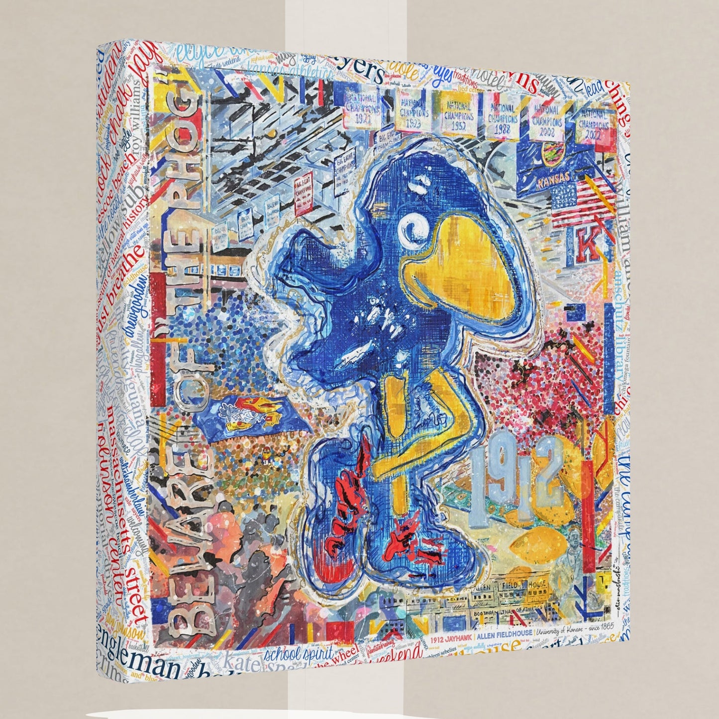 KU 1912 Jayhawk Art: Kansas University Allen Fieldhouse Canvas Print