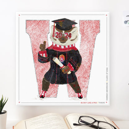 UW Personalized Bucky Badger Graduation Art: Wisconsin Canvas Print