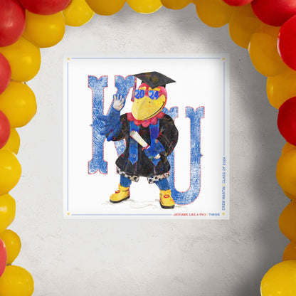 KU Personalized Jayhawk Wall Art: Graduation Canvas Print