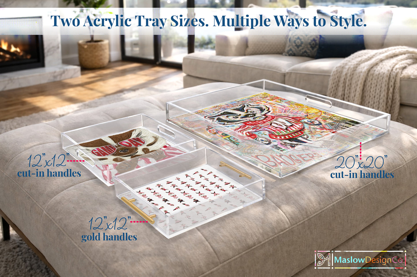 Wisconsin Badgers Acrylic Tray | Double-Sided Art Insert