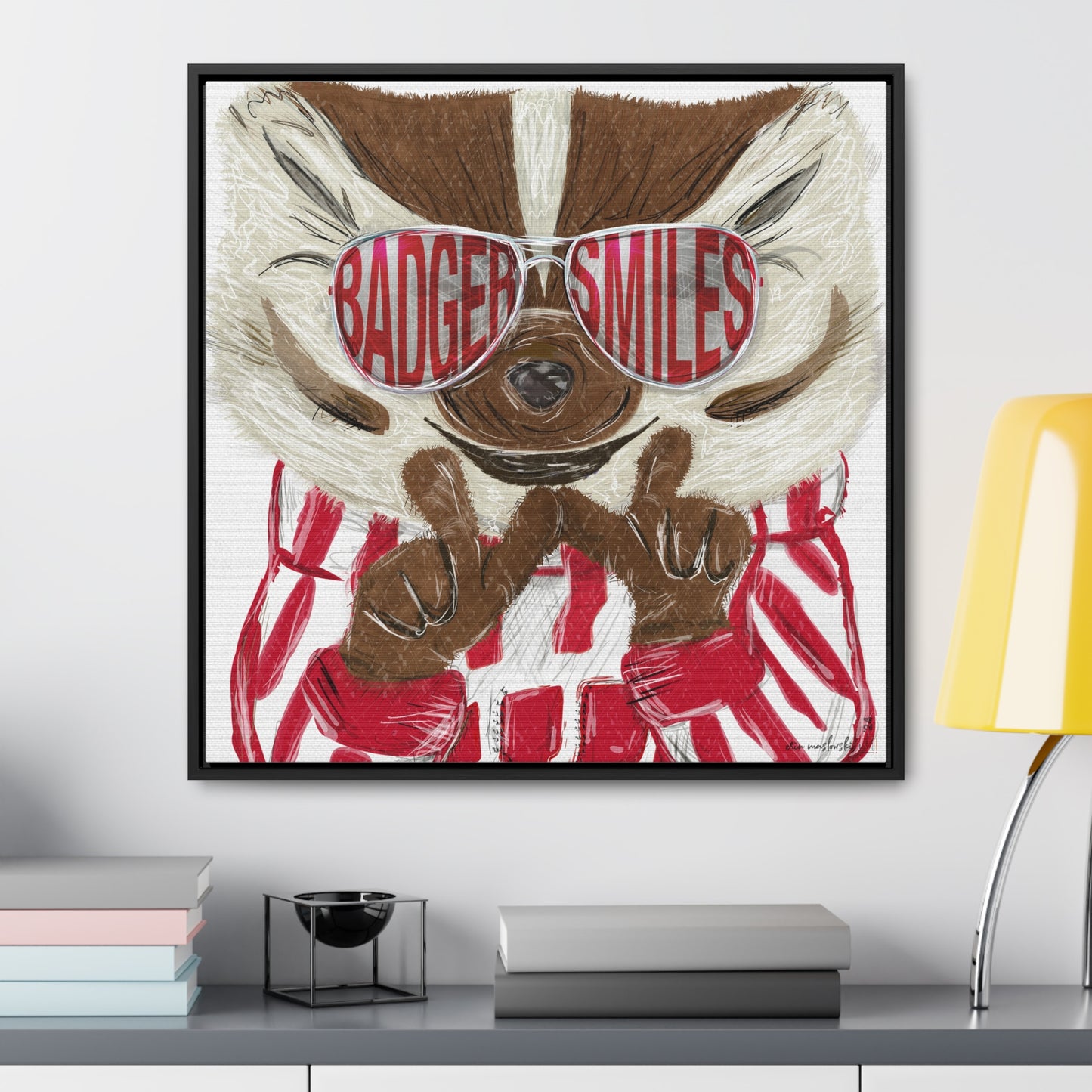 Badger Smiles - CUSTOM - Black Framed Canvas & Canvas No Frame