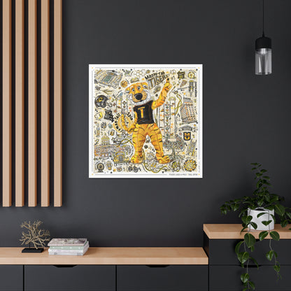 MU Mizzou Truman Tiger Tail Spin Line Art: University of Missouri Canvas Print