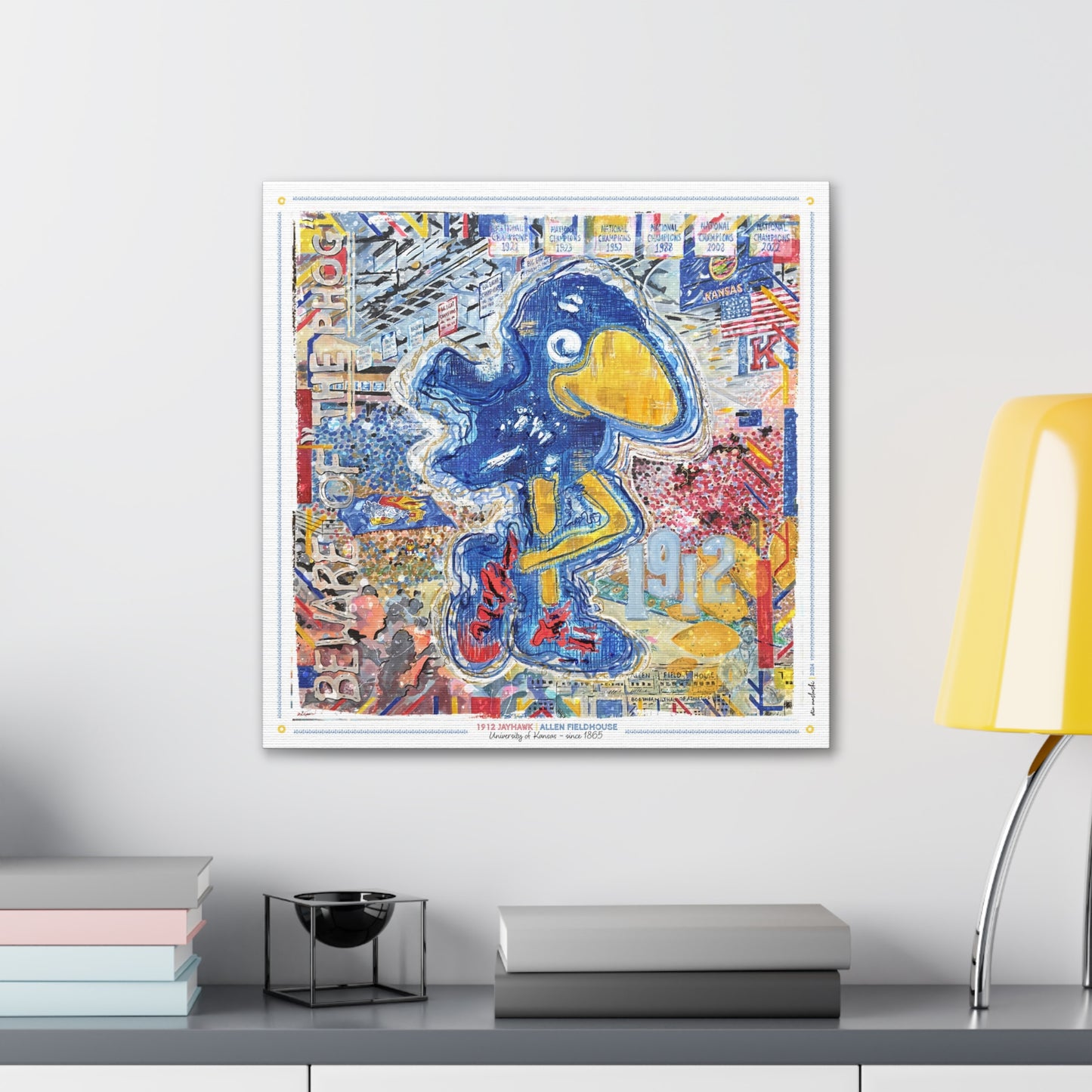 1912 Jayhawk | Allen Fieldhouse | Kansas Art | University of Kansas Artwork | KU decor | Basketball | Canvas Print | No Frame Needed