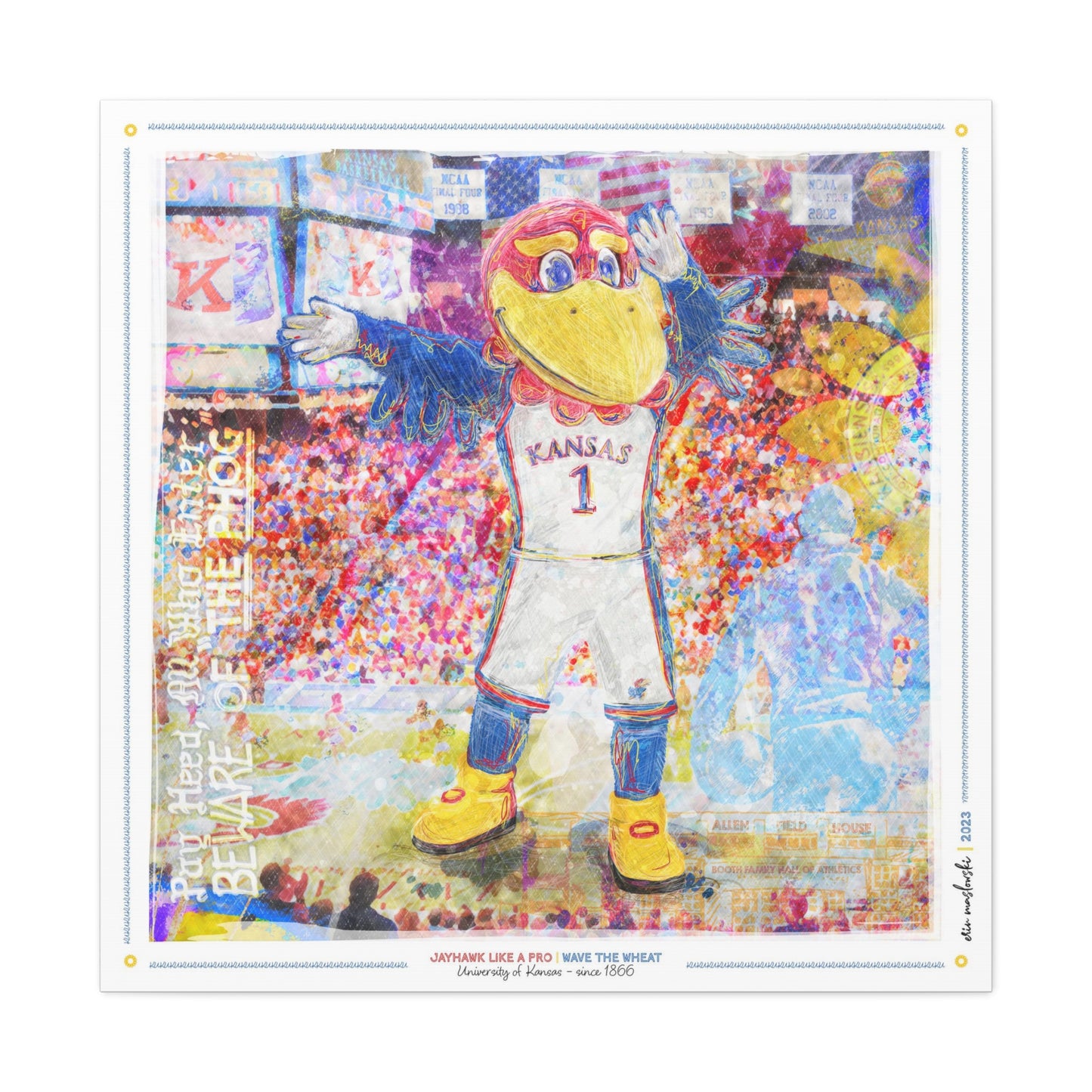 Jayhawk like a Pro | Wave the Wheat | Allen Fieldhouse | Kansas Basketball | KU | Canvas Print | No Frame Needed