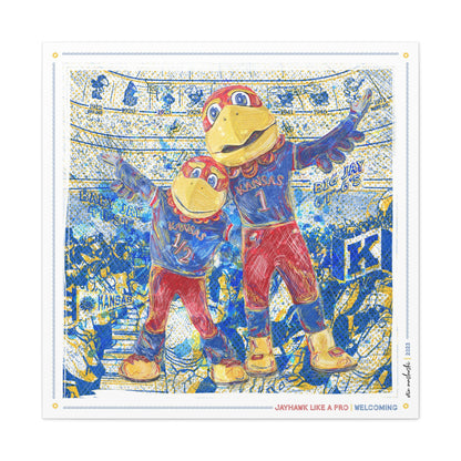KU Jayhawk Welcoming Art: University of Kansas Big Jay and Baby Jay Sketches Canvas Print