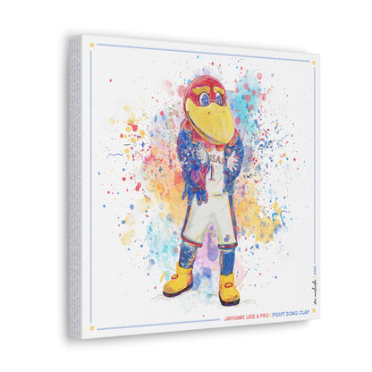 KU Jayhawk Fight Song Clap Art: Kansas University Splatter Paint Canvas Print