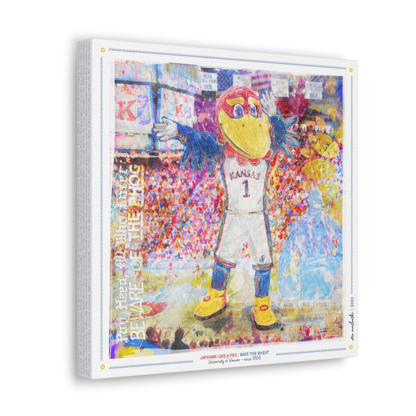 Jayhawk like a Pro | Wave the Wheat | Allen Fieldhouse | Kansas Basketball | KU | Canvas Print | No Frame Needed