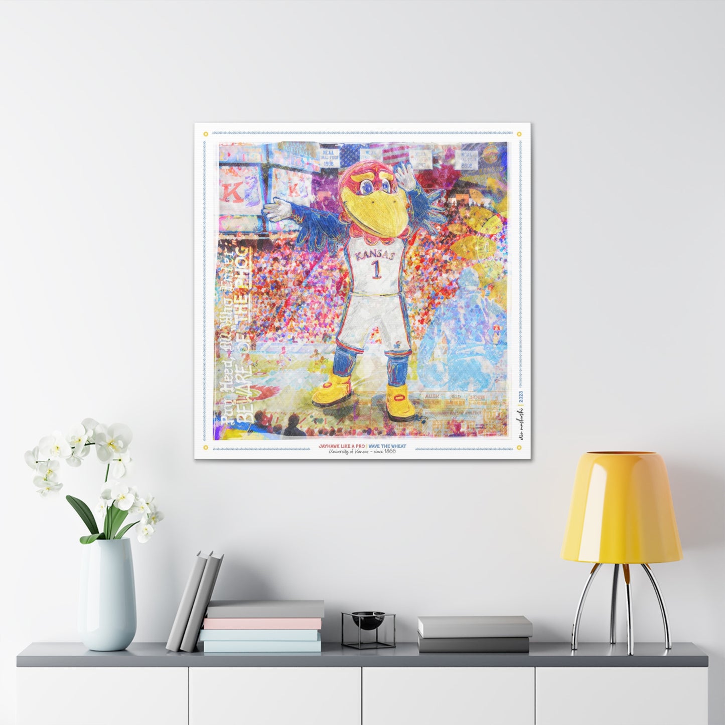 Jayhawk like a Pro | Wave the Wheat | Allen Fieldhouse | Kansas Basketball | KU | Canvas Print | No Frame Needed