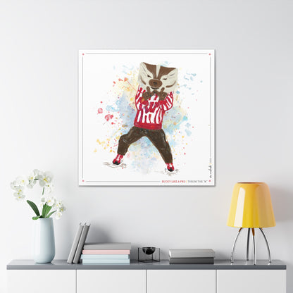 UW Bucky Badger Throw the W Art: University of Wisconsin Canvas Print