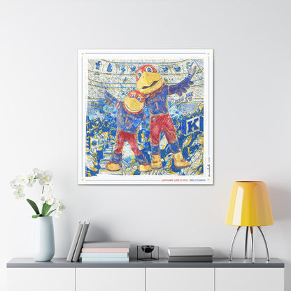 KU Jayhawk Welcoming Art: University of Kansas Big Jay and Baby Jay Sketches Canvas Print