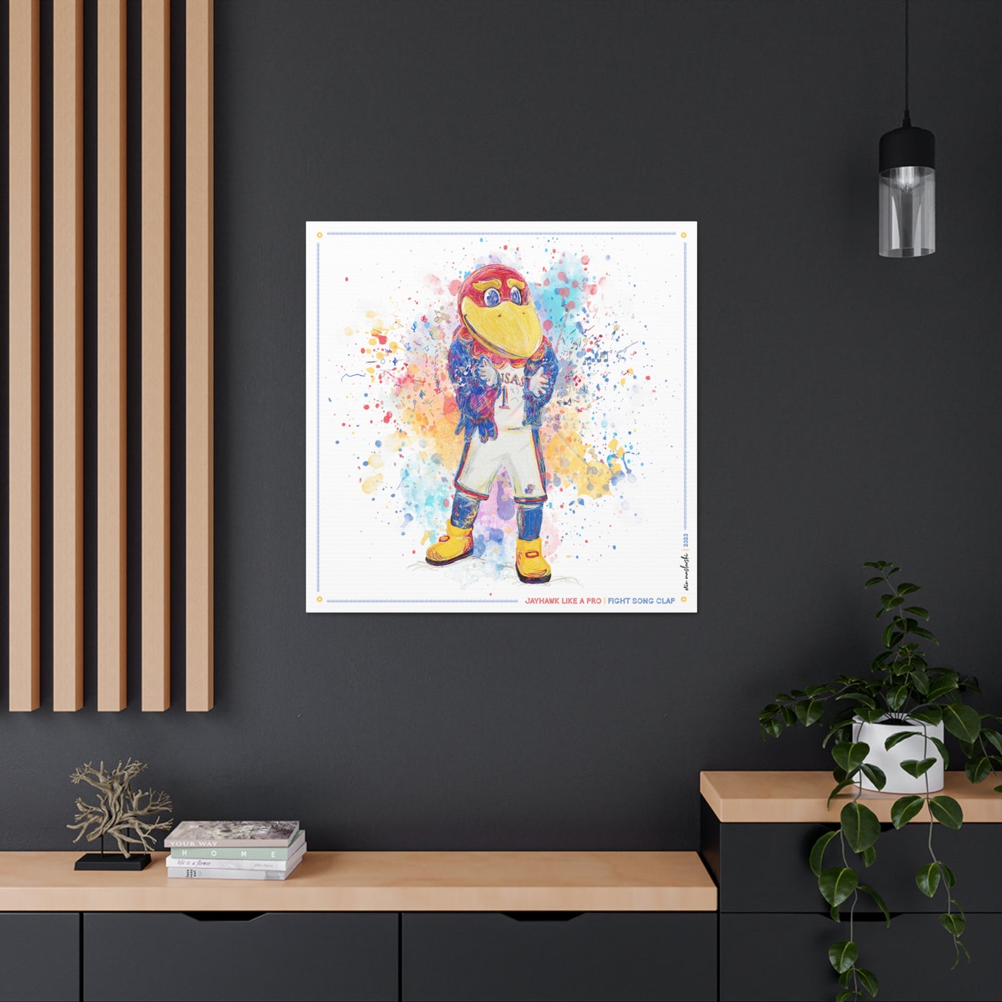 Jayhawk like a Pro | Fight Song Clap | Splatter Paint | Canvas Print | No Frame Needed