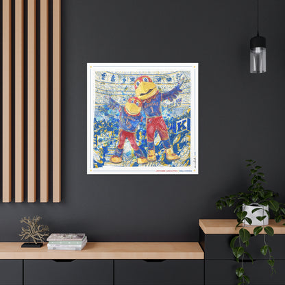 KU Jayhawk Welcoming Art: University of Kansas Big Jay and Baby Jay Sketches Canvas Print