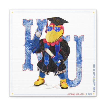 KU Personalized Jayhawk Wall Art: Graduation Canvas Print