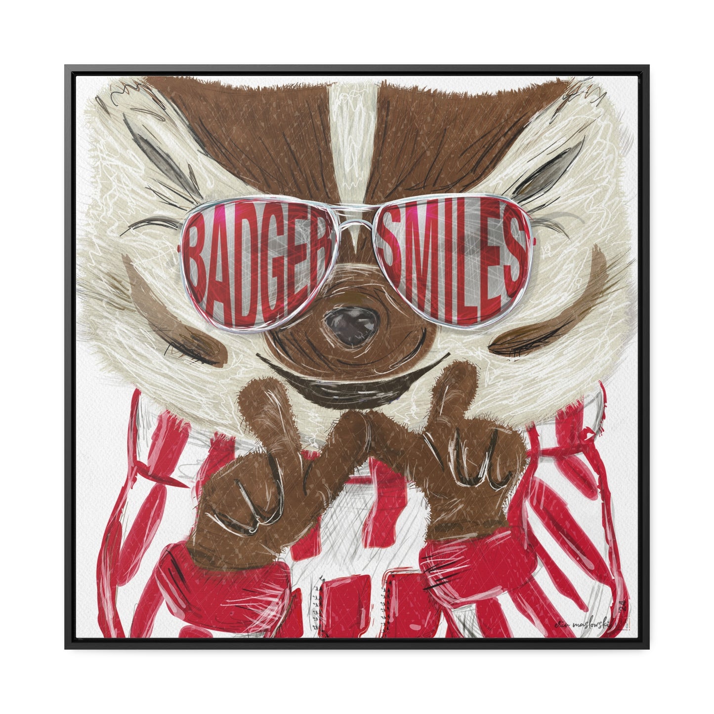 Badger Smiles - CUSTOM - Black Framed Canvas & Canvas No Frame