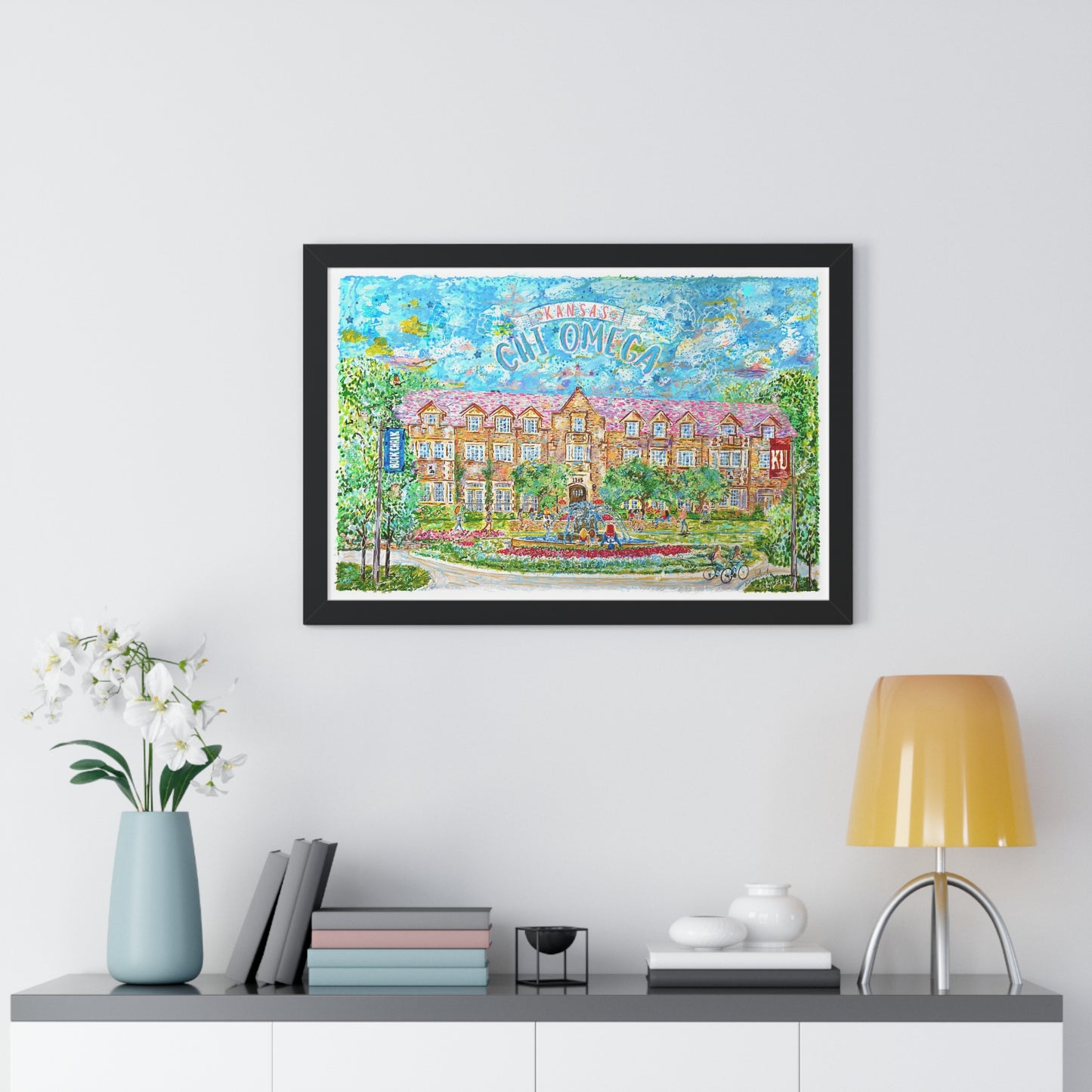 Kansas Chi Omega Framed Art | Lambda Chapter of Chi Omega | KU | Pledge Gift | Graduation Gift | Personalized | Framed Horizontal Poster