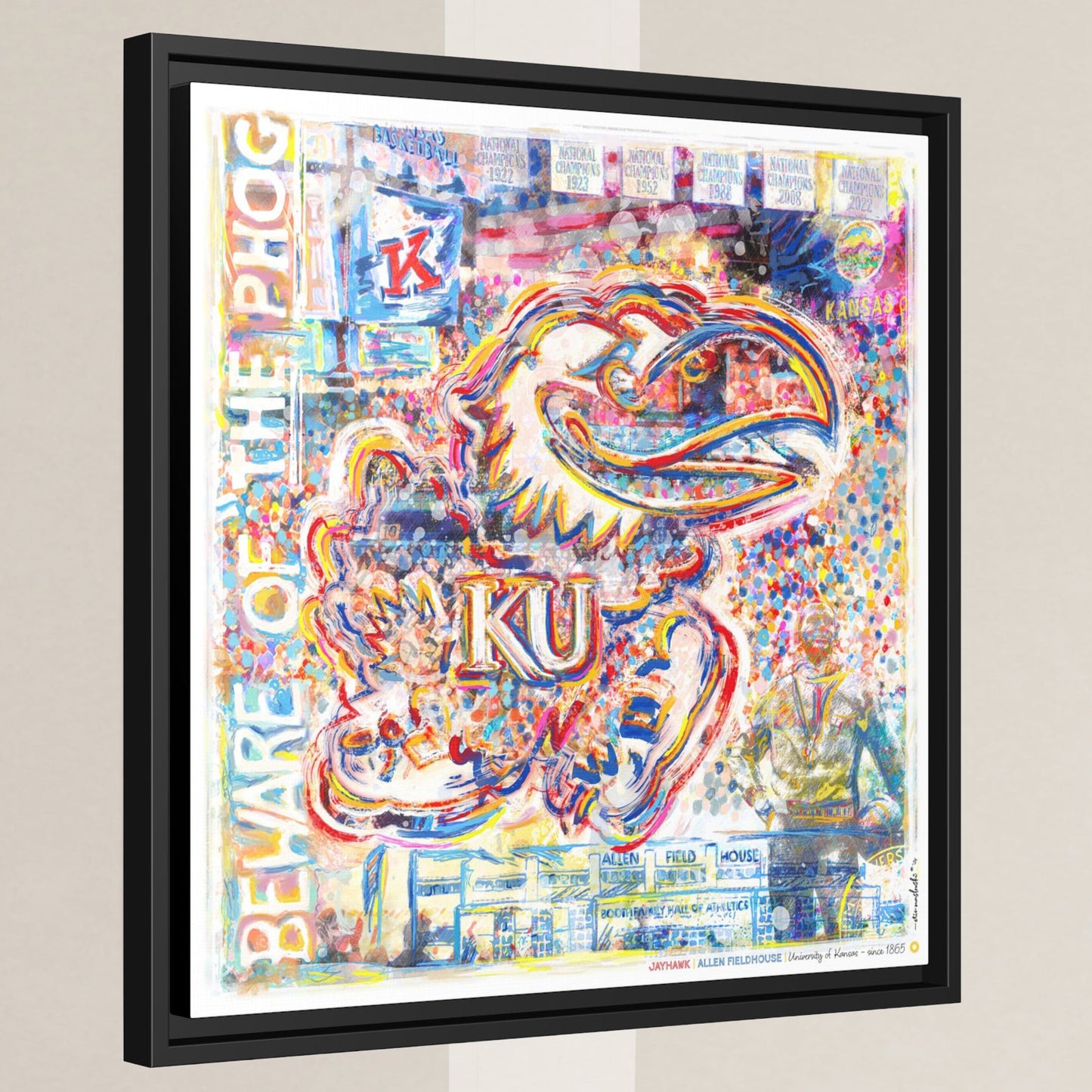KU Jayhawk Allen Fieldhouse Art: University of Kansas Canvas Print
