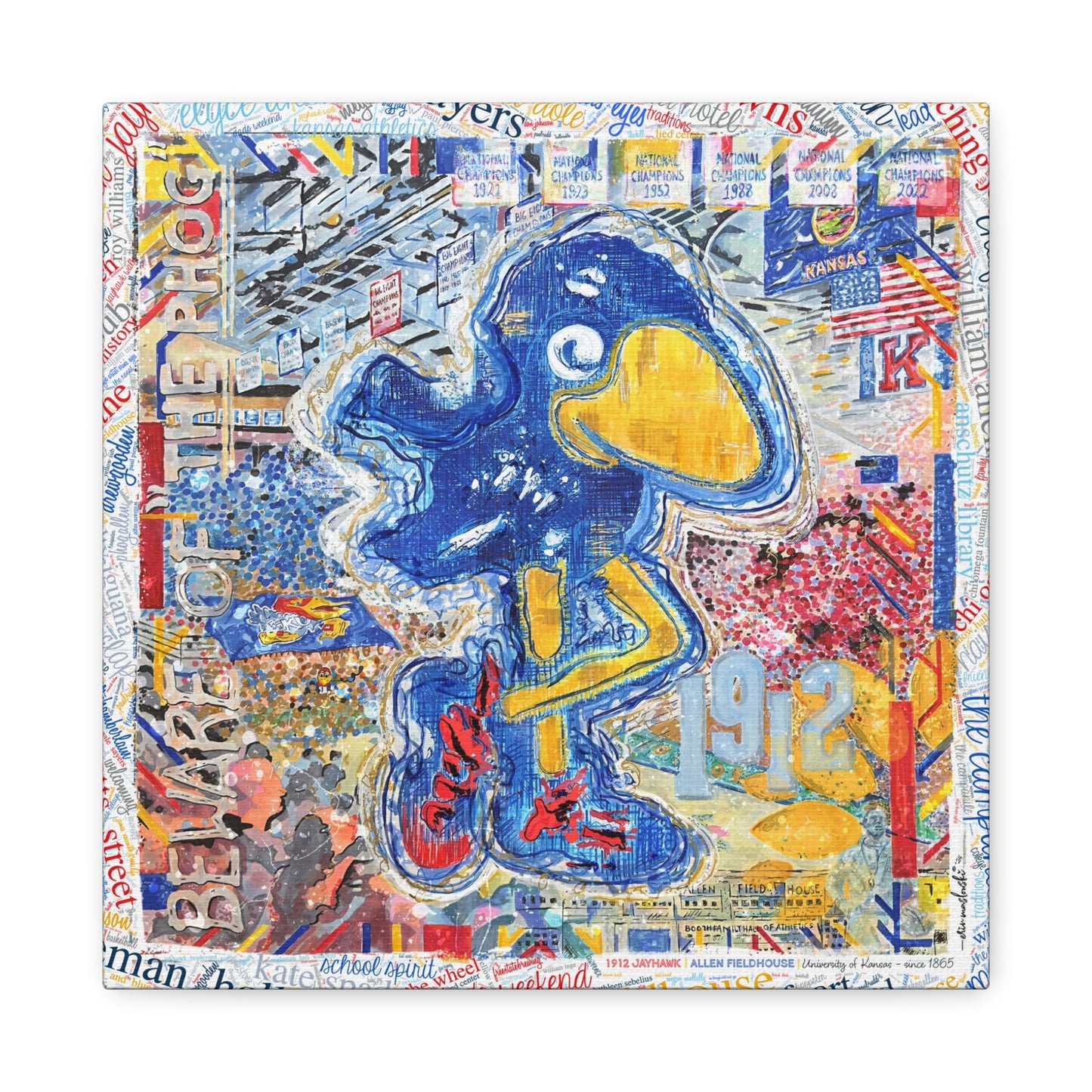 KU 1912 Jayhawk Art: Kansas University Allen Fieldhouse Canvas Print