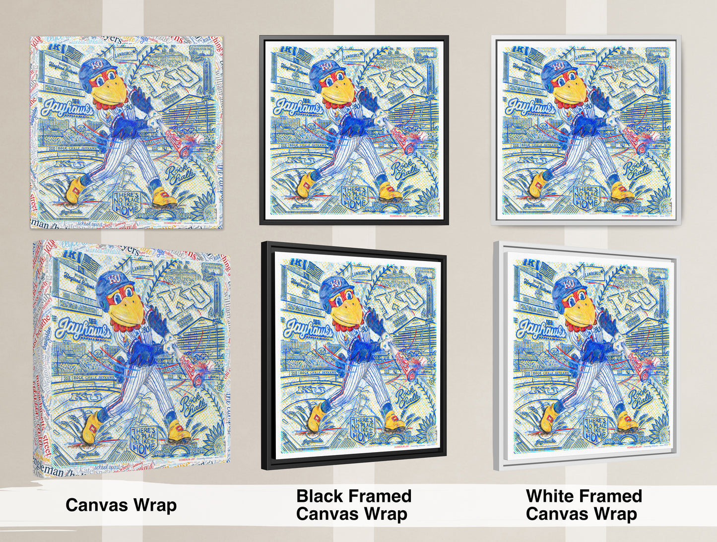 KU Baseball Jayhawk Art: Kansas University Hoglund Ballpark Homerun Jay