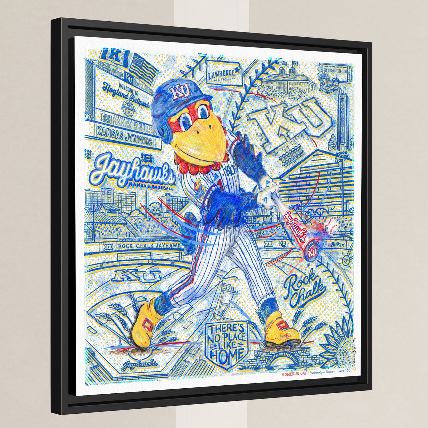 KU Baseball Jayhawk Art: Kansas University Hoglund Ballpark Homerun Jay