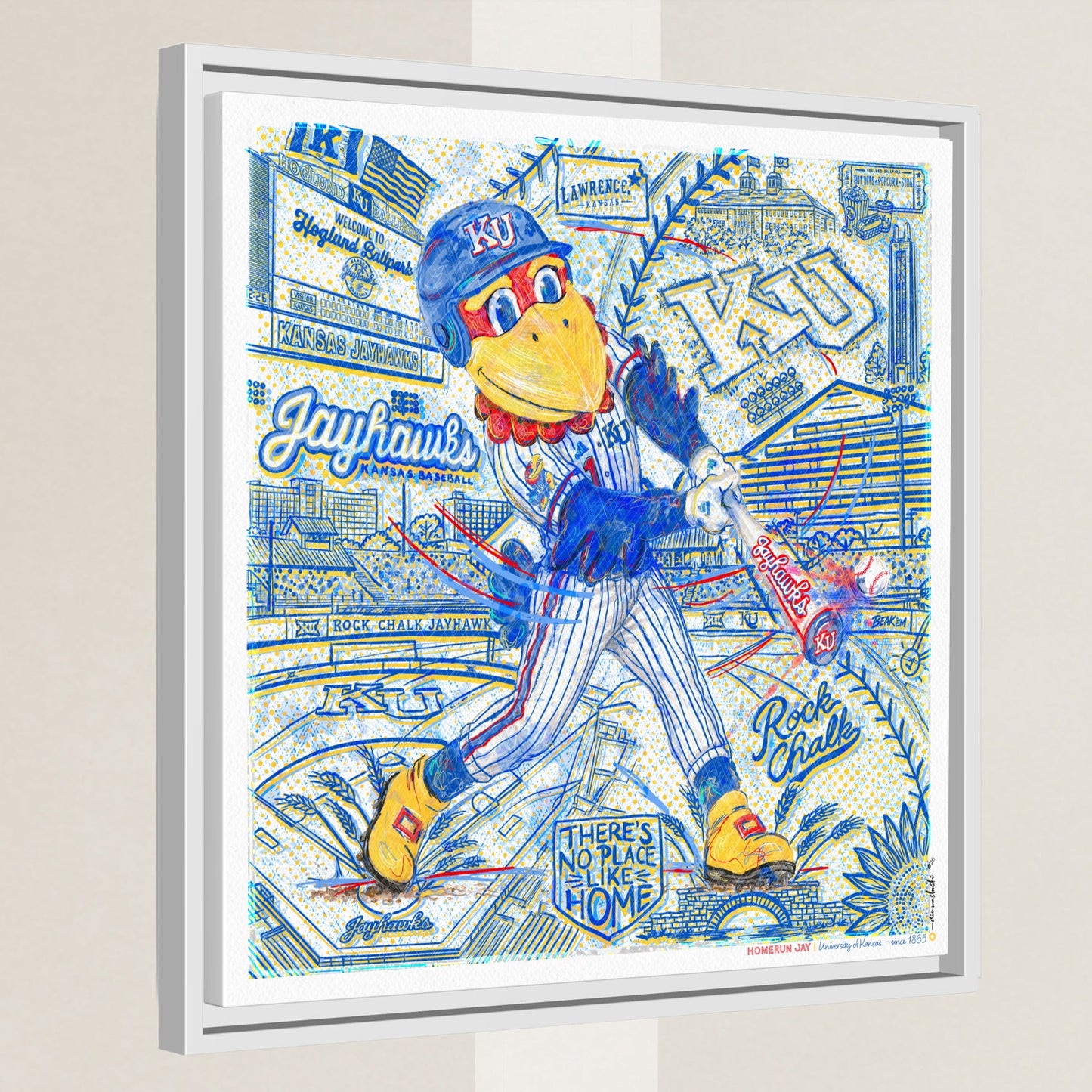 KU Baseball Jayhawk Art: Kansas University Hoglund Ballpark Homerun Jay