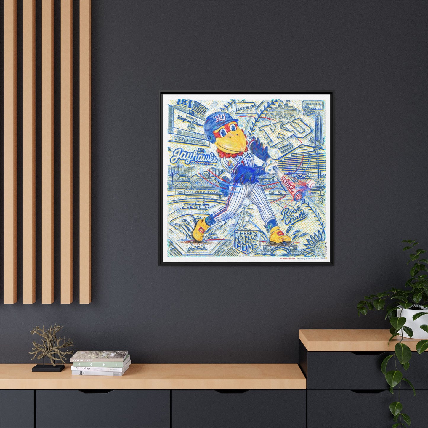 KU Baseball Jayhawk Art: Kansas University Hoglund Ballpark Homerun Jay