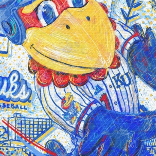 KU Baseball Jayhawk Art: Kansas University Hoglund Ballpark Homerun Jay