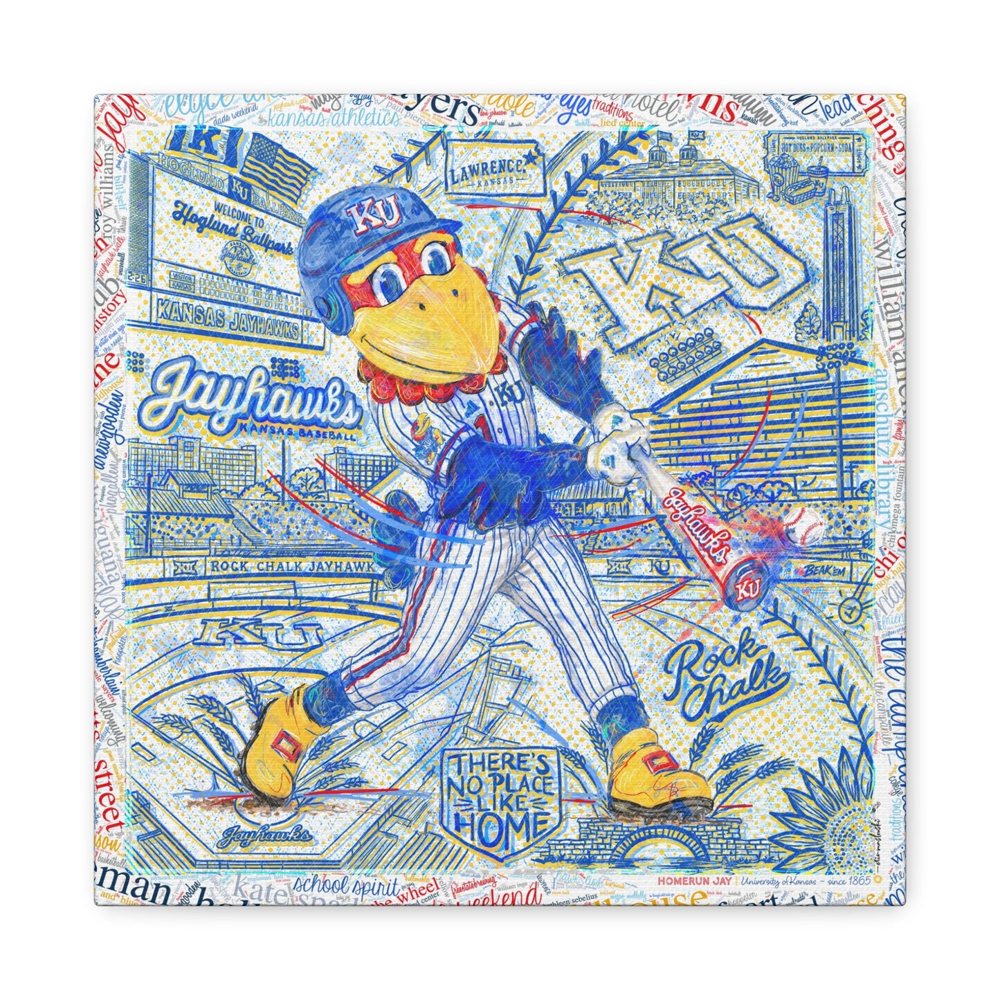KU Baseball Jayhawk Art: Kansas University Hoglund Ballpark Homerun Jay