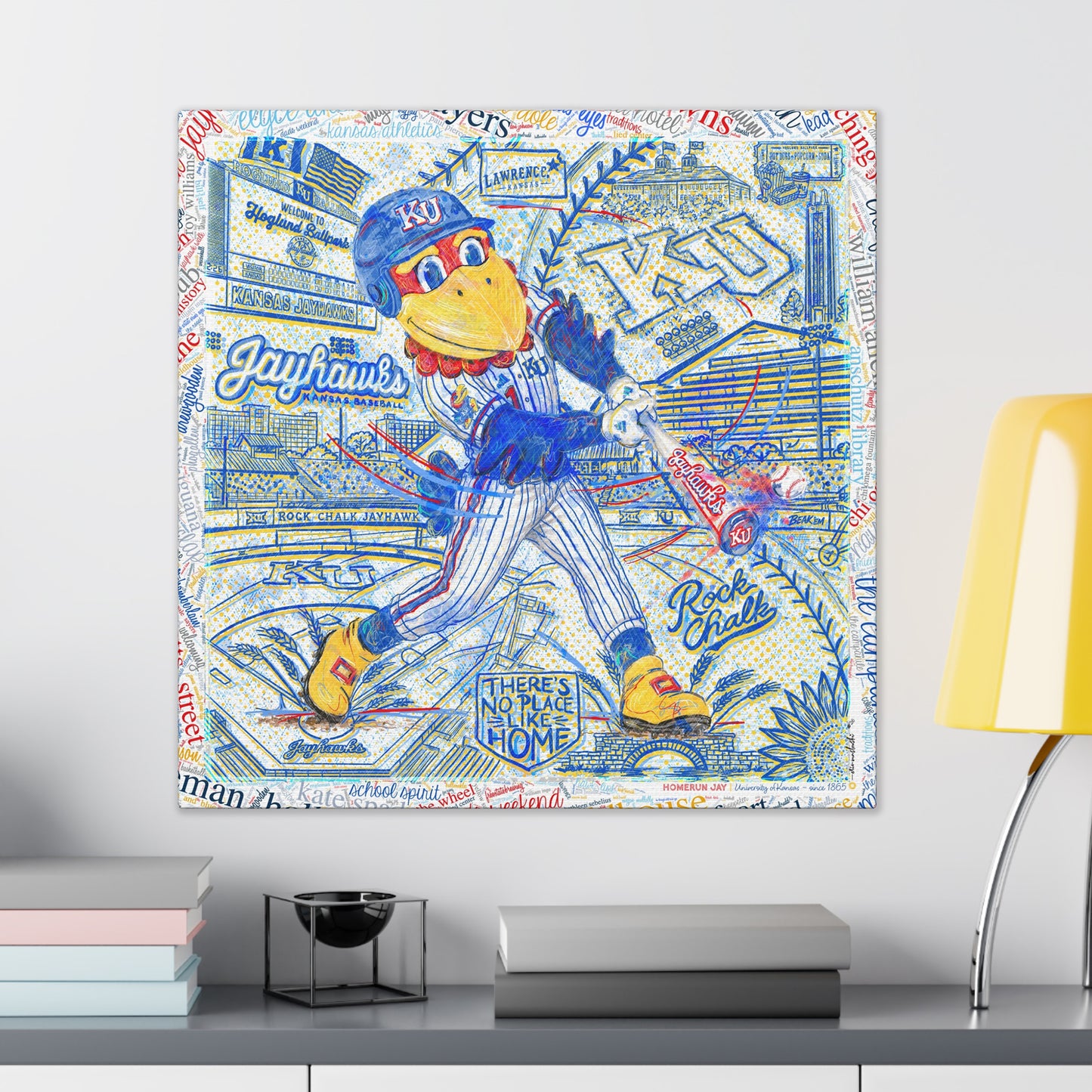 KU Baseball Jayhawk Art: Kansas University Hoglund Ballpark Homerun Jay