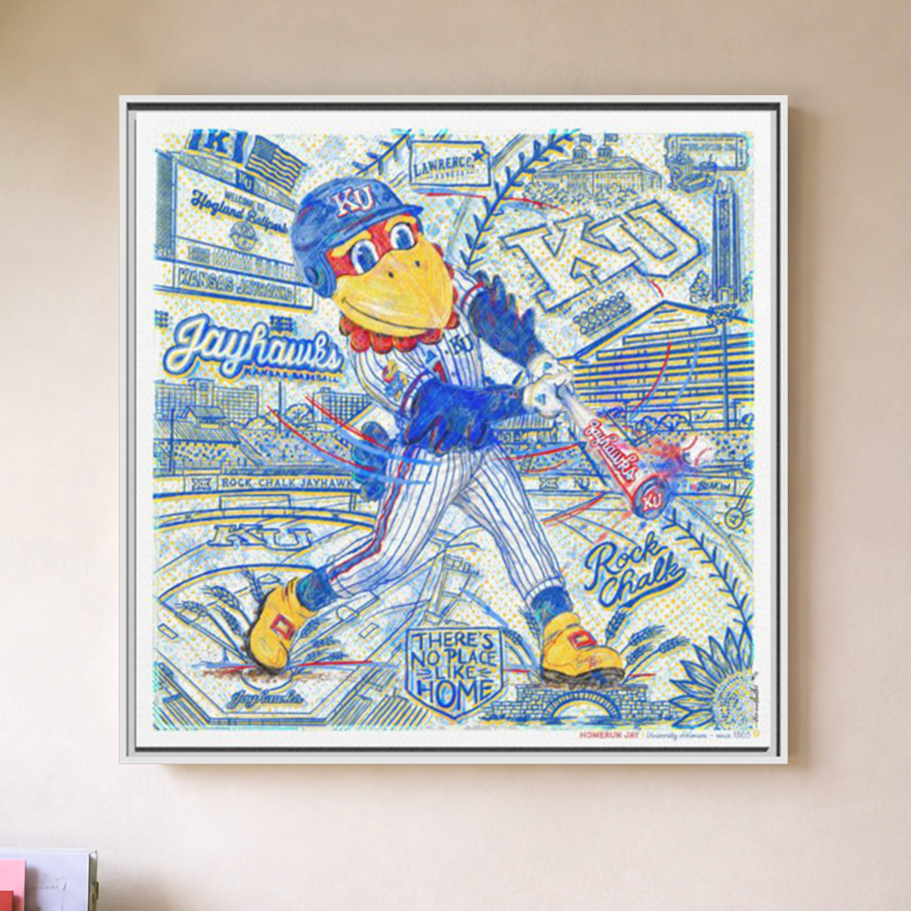 KU Baseball Jayhawk Art: Kansas University Hoglund Ballpark Homerun Jay