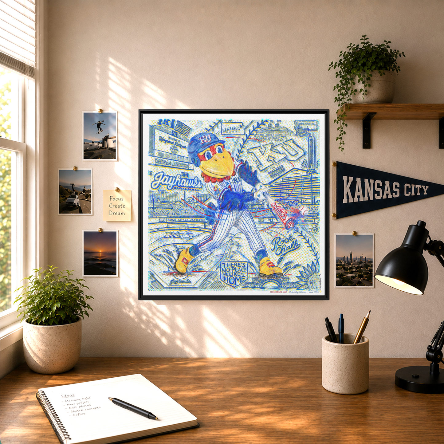 KU Baseball Jayhawk Art: Kansas University Hoglund Ballpark Homerun Jay