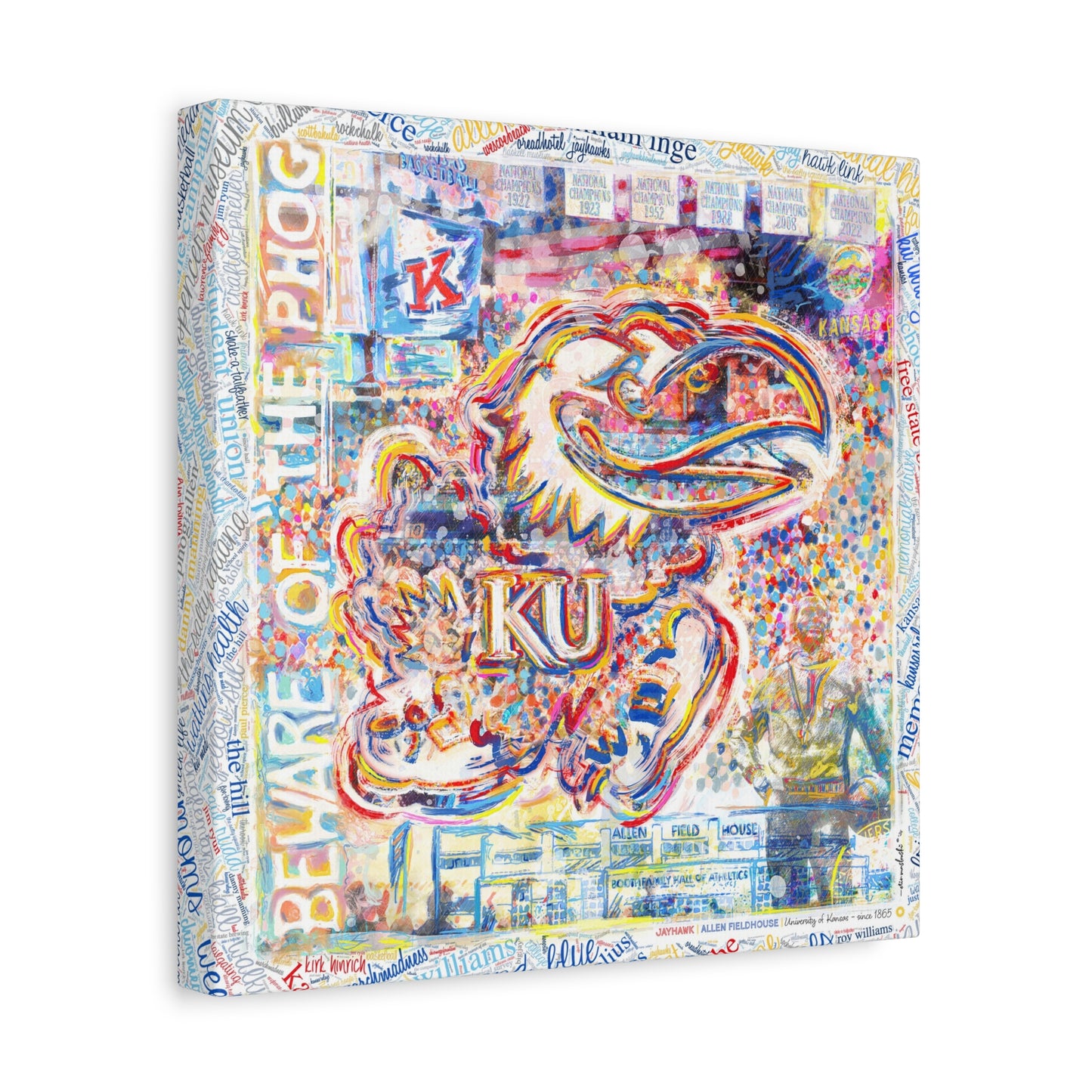 KU Jayhawk Allen Fieldhouse Art: University of Kansas Canvas Print