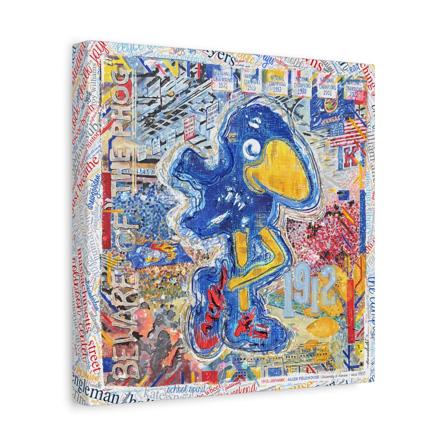 KU 1912 Jayhawk Art: Kansas University Allen Fieldhouse Canvas Print