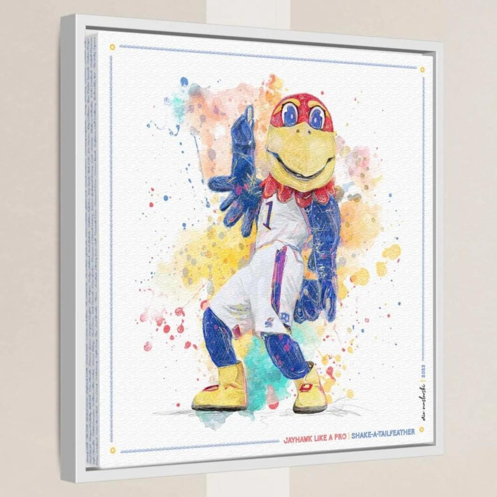 A colorful and lively illustration of a mascot character, likely representing a sports team or organization, with a cheerful expression and dynamic pose.