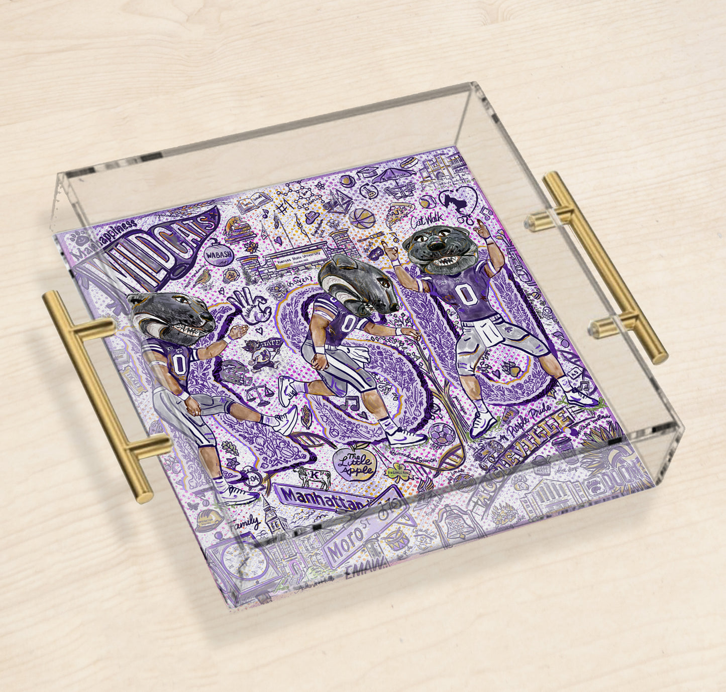 Kansas State Willie the Wildcat Acrylic Tray | Double-Sided Art Insert