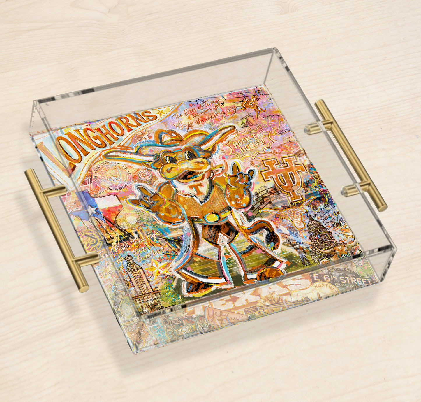 University of Texas at Austin Hook ‘Em Bevo Acrylic Tray