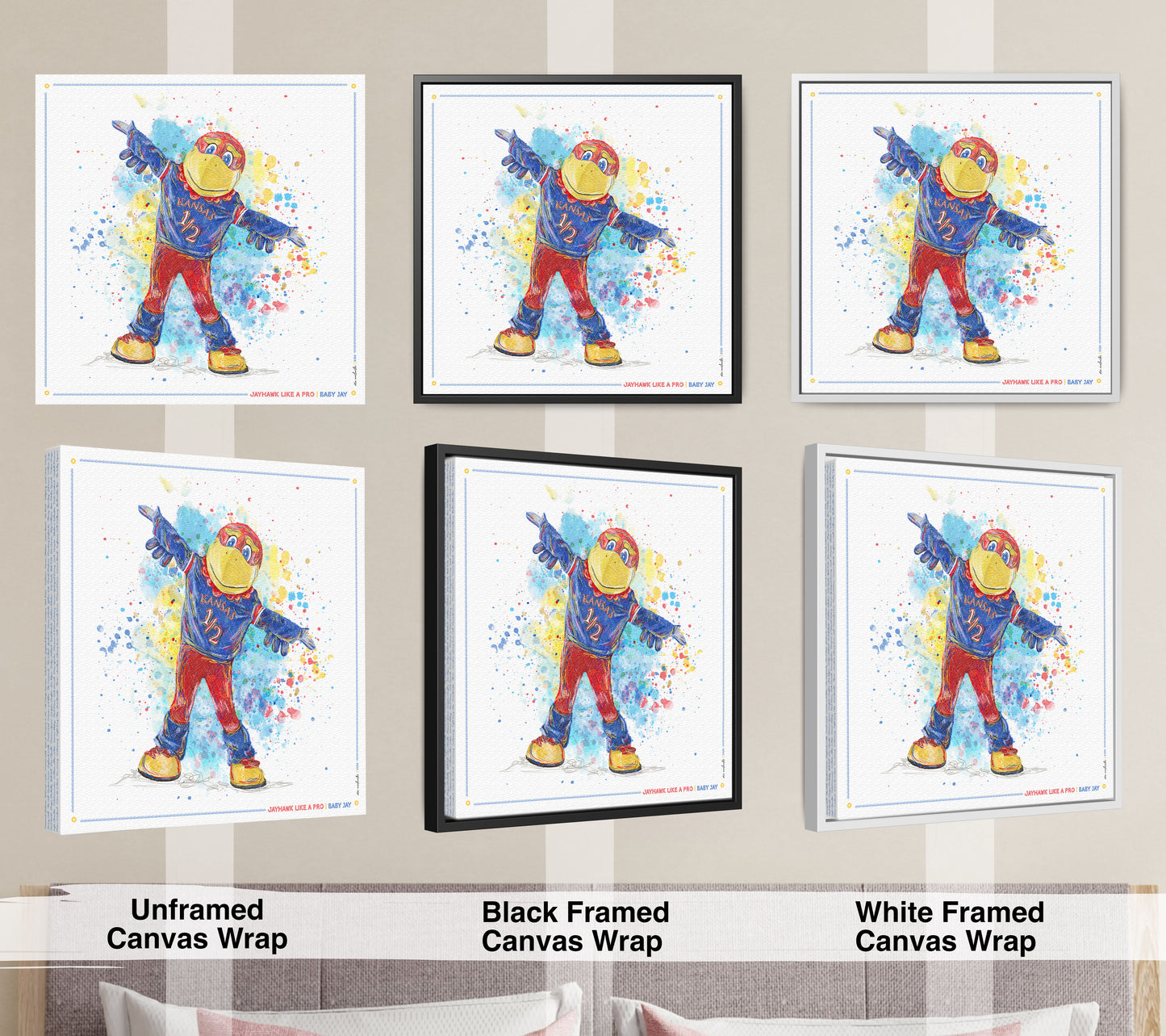 KU Jayhawk Baby Jay Art: University of Kansas Canvas Print