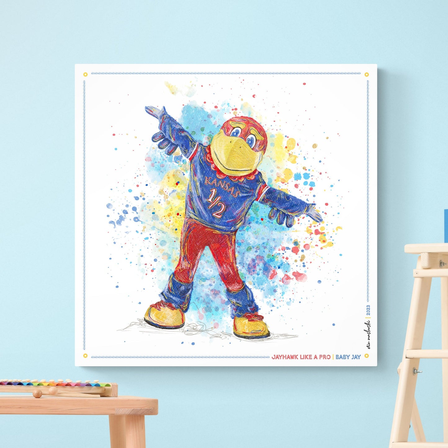 Jayhawk like a Pro | Baby Jay | Kansas | KU | Canvas Print | No Frame Needed