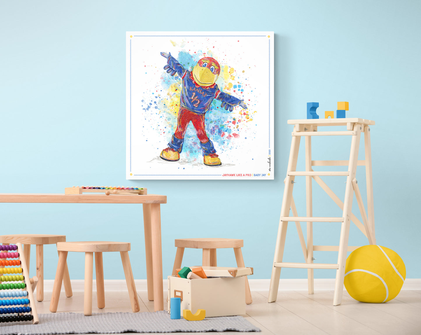 Jayhawk like a Pro | Baby Jay | Kansas | KU | Canvas Print | No Frame Needed