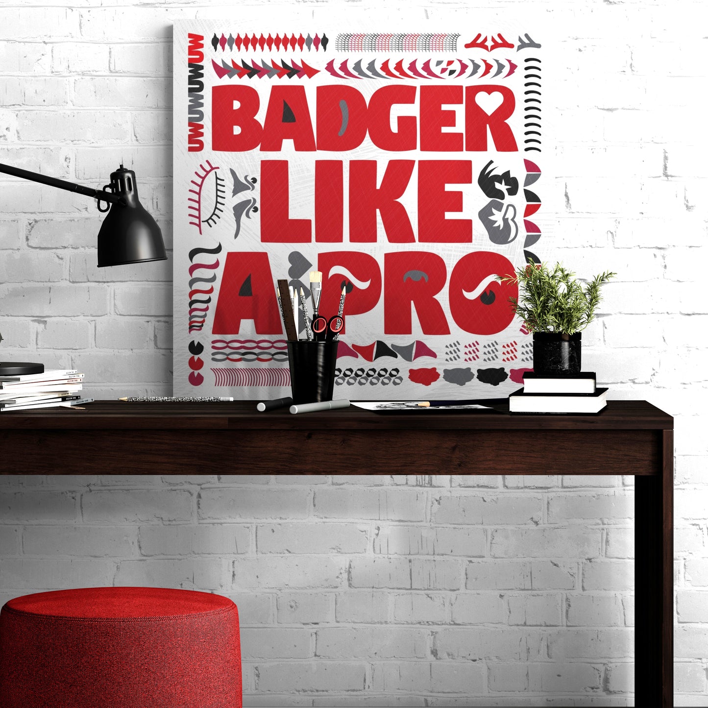 Badger like a Pro | Wisconsin | Word Art | Canvas Print | No Frame Needed