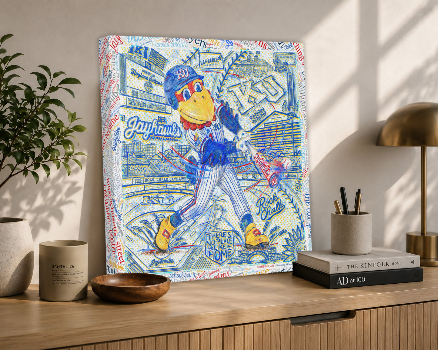 KU Baseball Jayhawk Art: Kansas University Hoglund Ballpark Homerun Jay